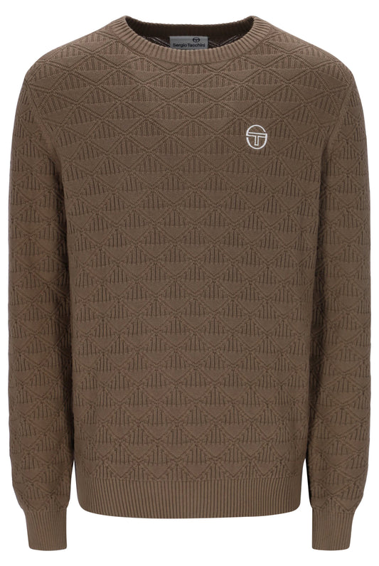 Sergio Tacchini New Berto Crewneck Knitted Jumper Shitake/Gardenia