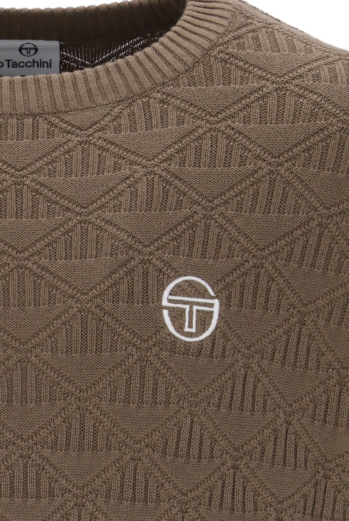 Sergio Tacchini New Berto Crewneck Knitted Jumper Shitake/Gardenia