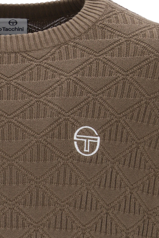 Sergio Tacchini New Berto Crewneck Knitted Jumper Shitake/Gardenia