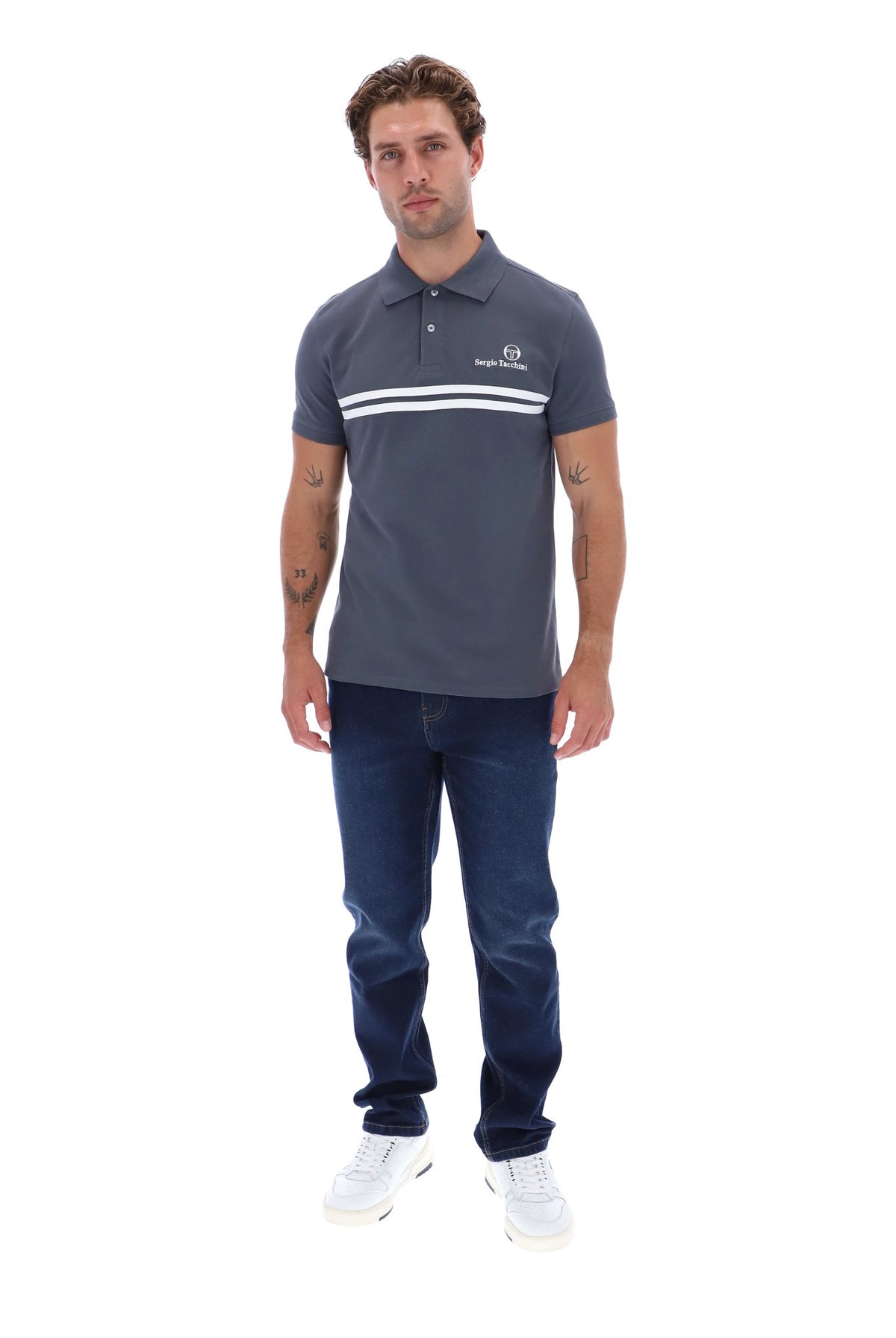 Sergio Tacchini New Supermac Polo Turbulence/White