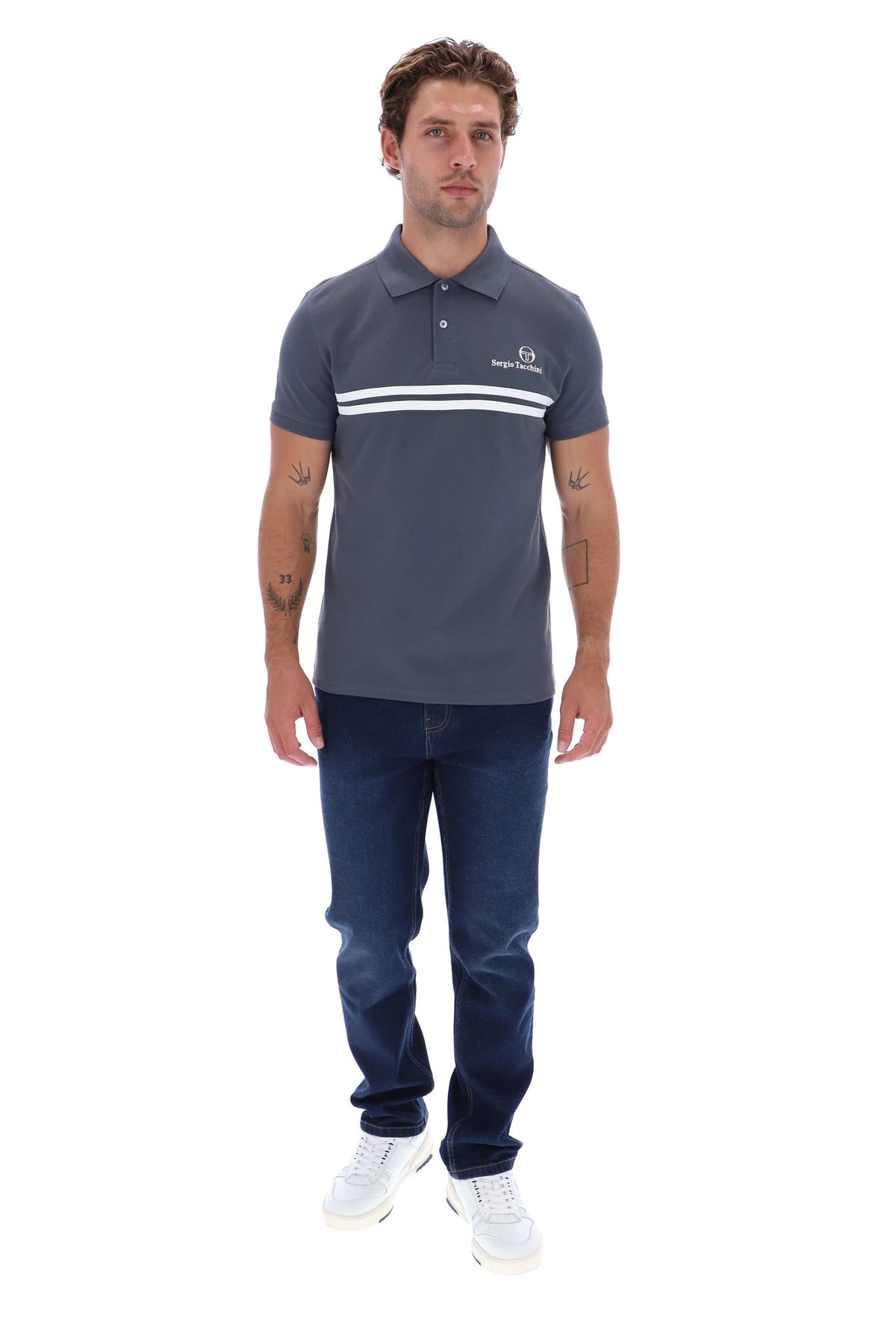 Sergio Tacchini New Supermac Polo Turbulence/White