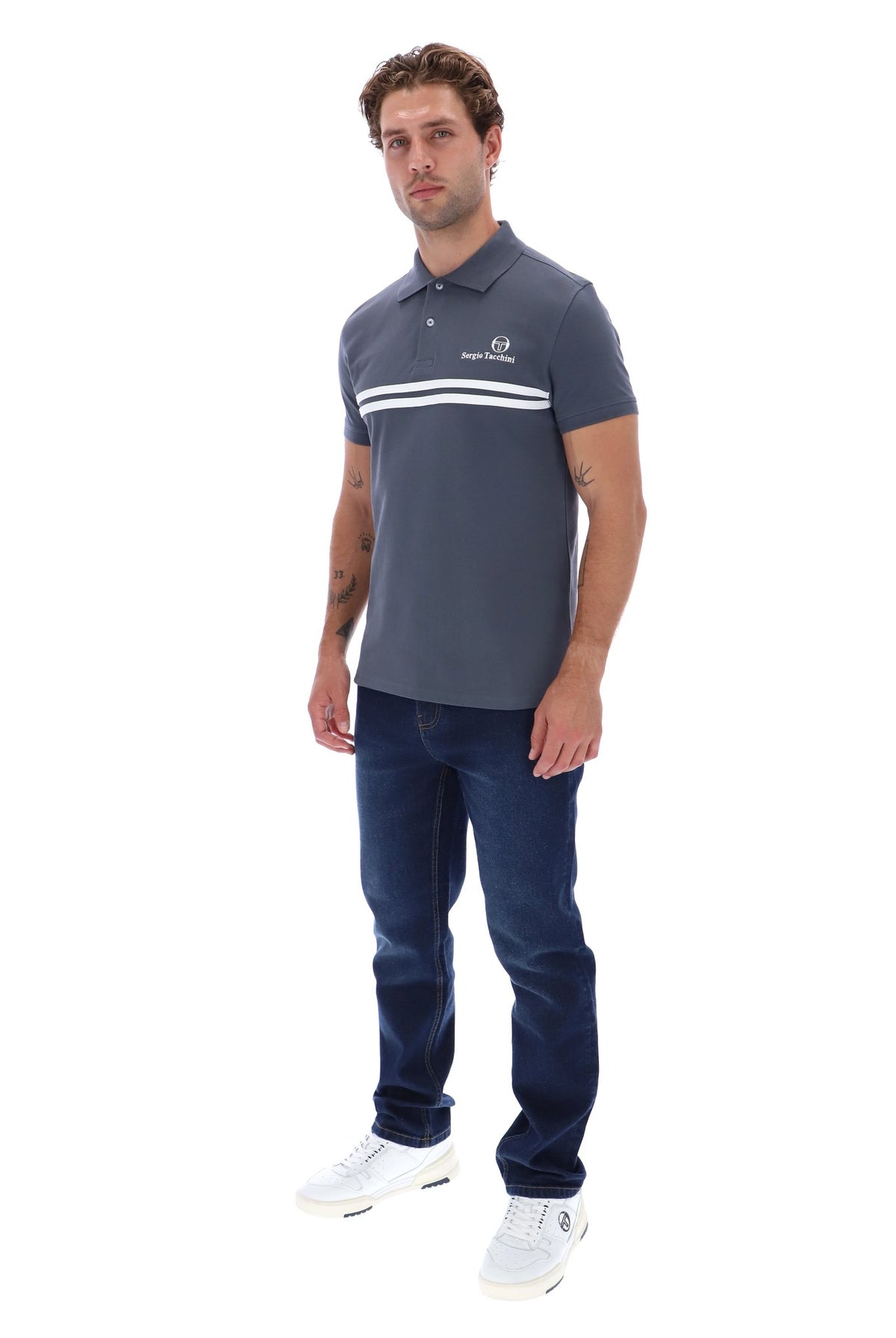 Sergio Tacchini New Supermac Polo Turbulence/White