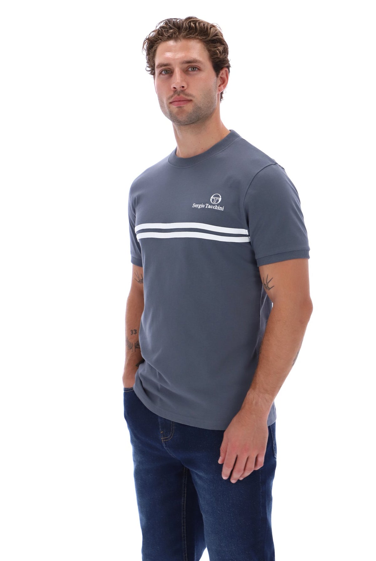 Sergio Tacchini Supermac T-Shirt Turbulence/White/Black