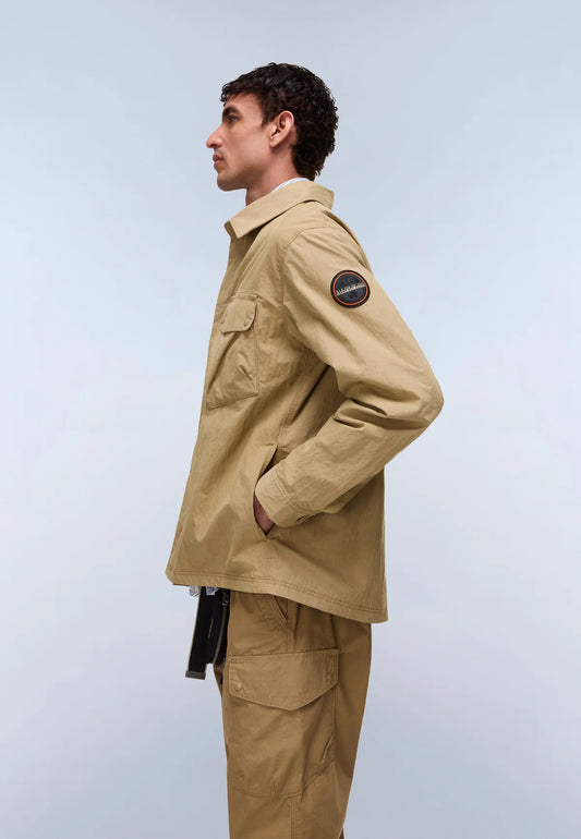 Napapijri Leoras Overshirt Brown - RD1 Clothing