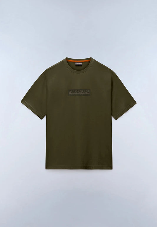 Napapijri Box Logo T-Shirt Green Olive Night