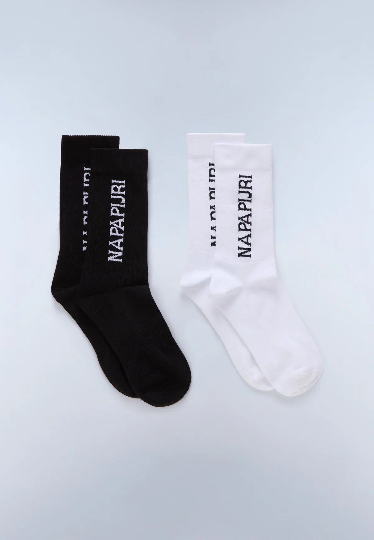 Napapijri F-Hoku Socks Pack with two pairs in black and white, featuring the brand's logo and comfortable knit design.