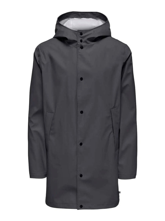 Only and Sons Onsluca Rain Coat Grey - RD1 Clothing