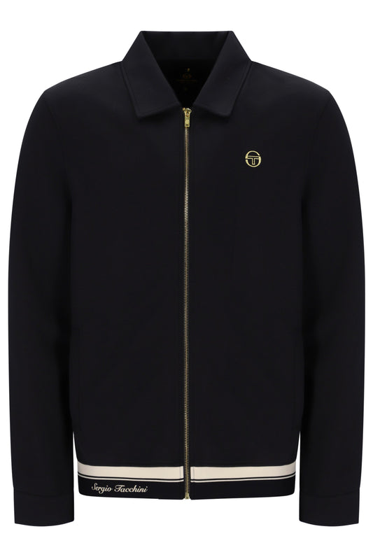 Sergio Tacchini Ombra black track top with zip-up front and sporty collar, made of lightweight athletic fabric.