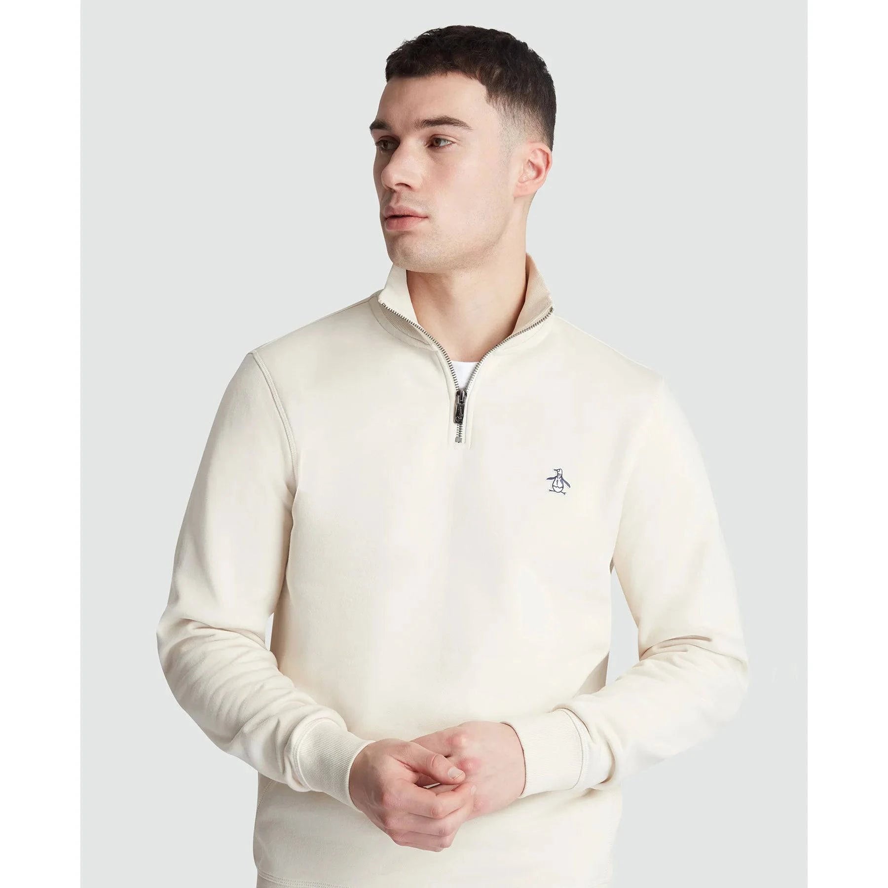 Original Penguin Fleece Quarter Zip Sweatshirt In Birch - RD1 Clothing