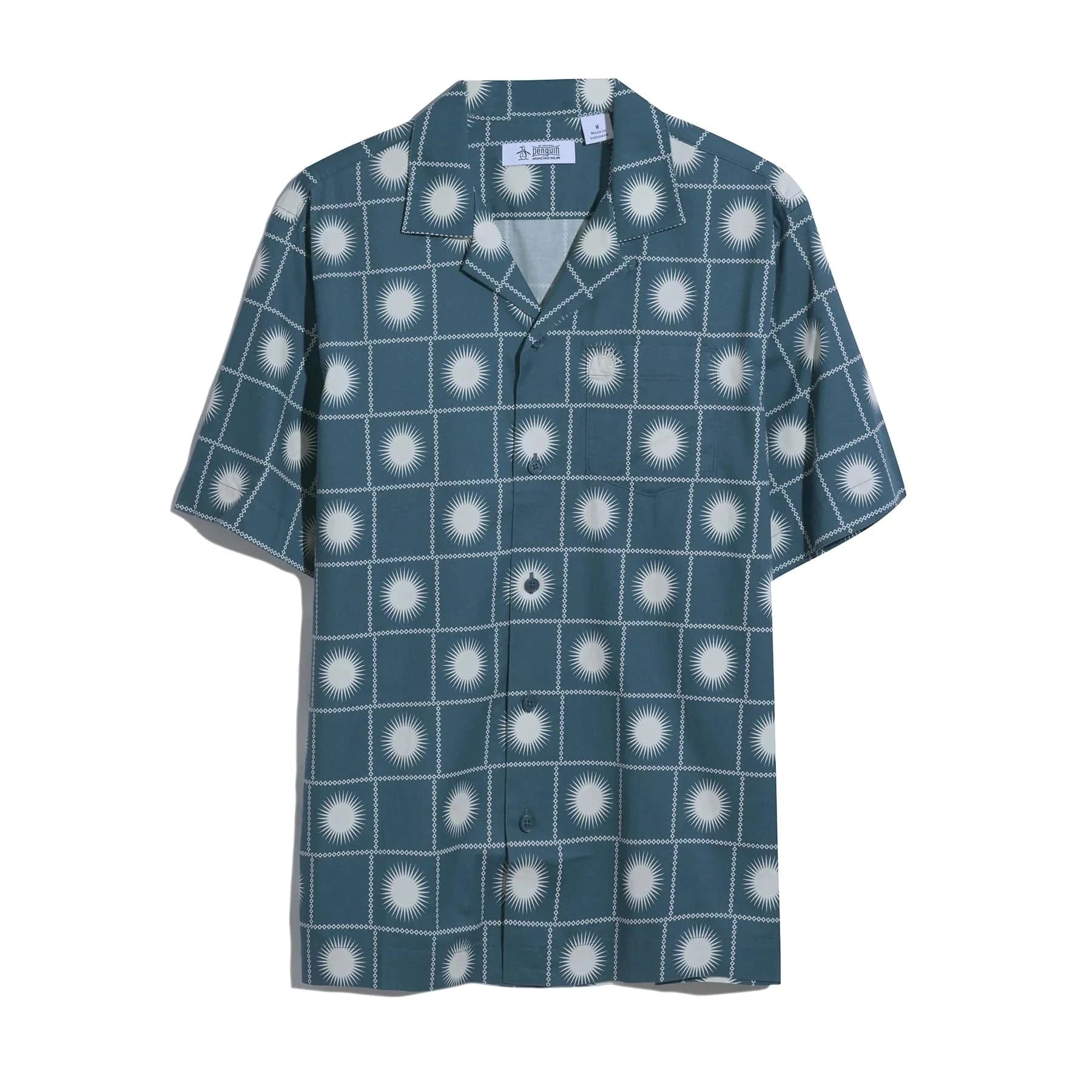 Original Penguin Sun Check Print Shirt In Blue Wing Teal - RD1 Clothing