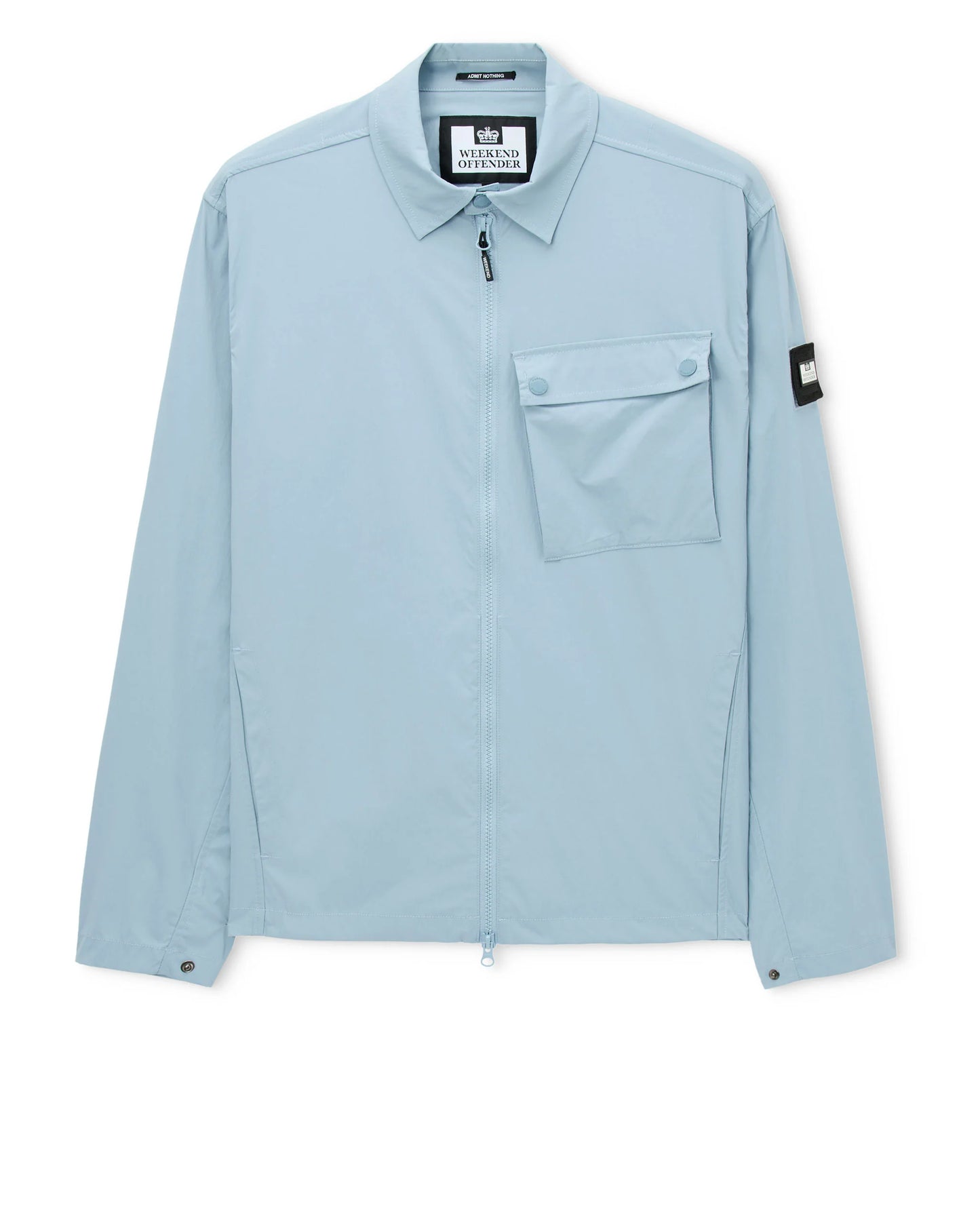 Weekend Offender Southbank overshirt in Blue Tourmaline, casual over shirt with button closure and chest pockets, stylish and comfortable.