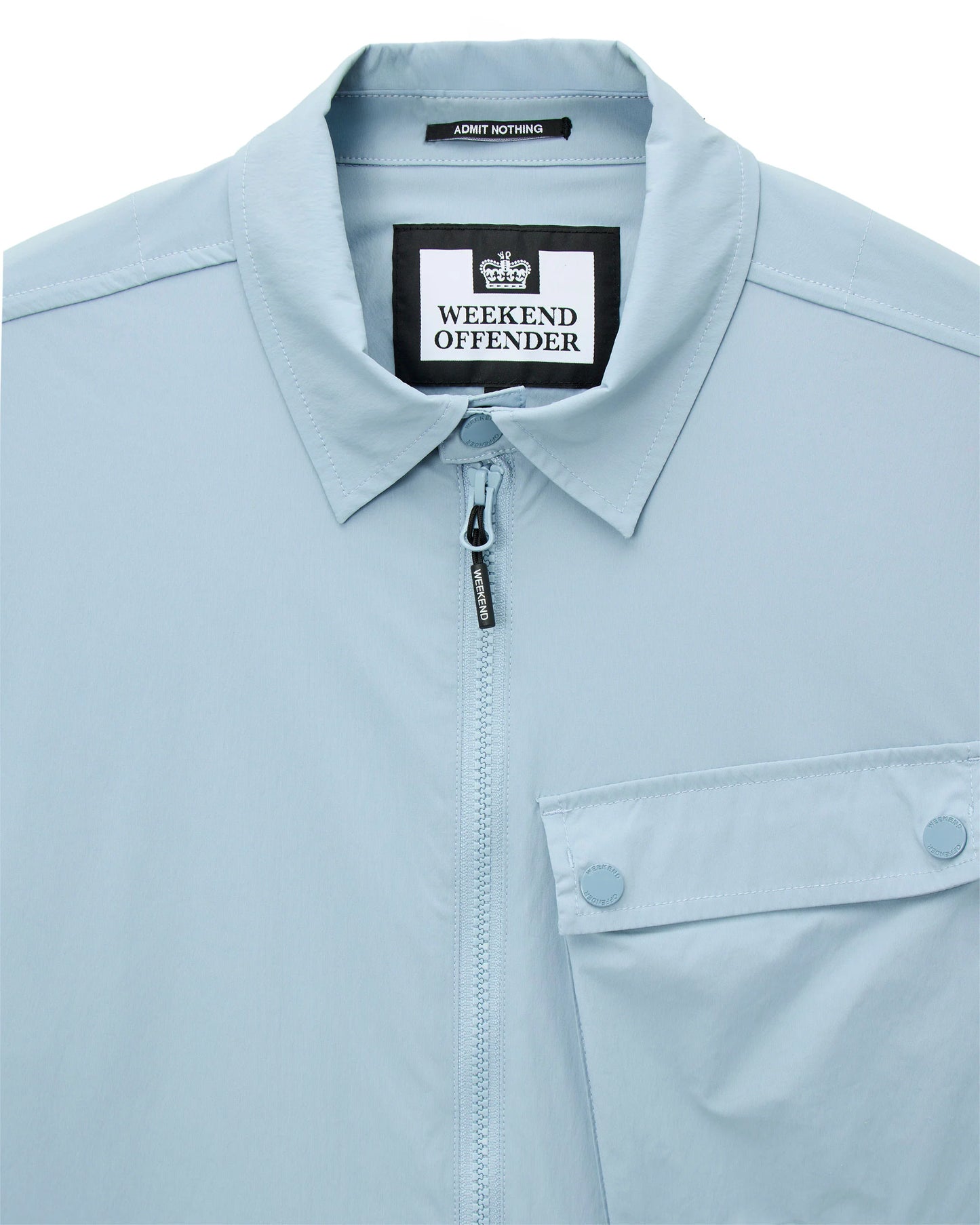 Weekend Offender Southbank overshirt in Blue Tourmaline, featuring a casual over shirt design with button details and a relaxed fit.