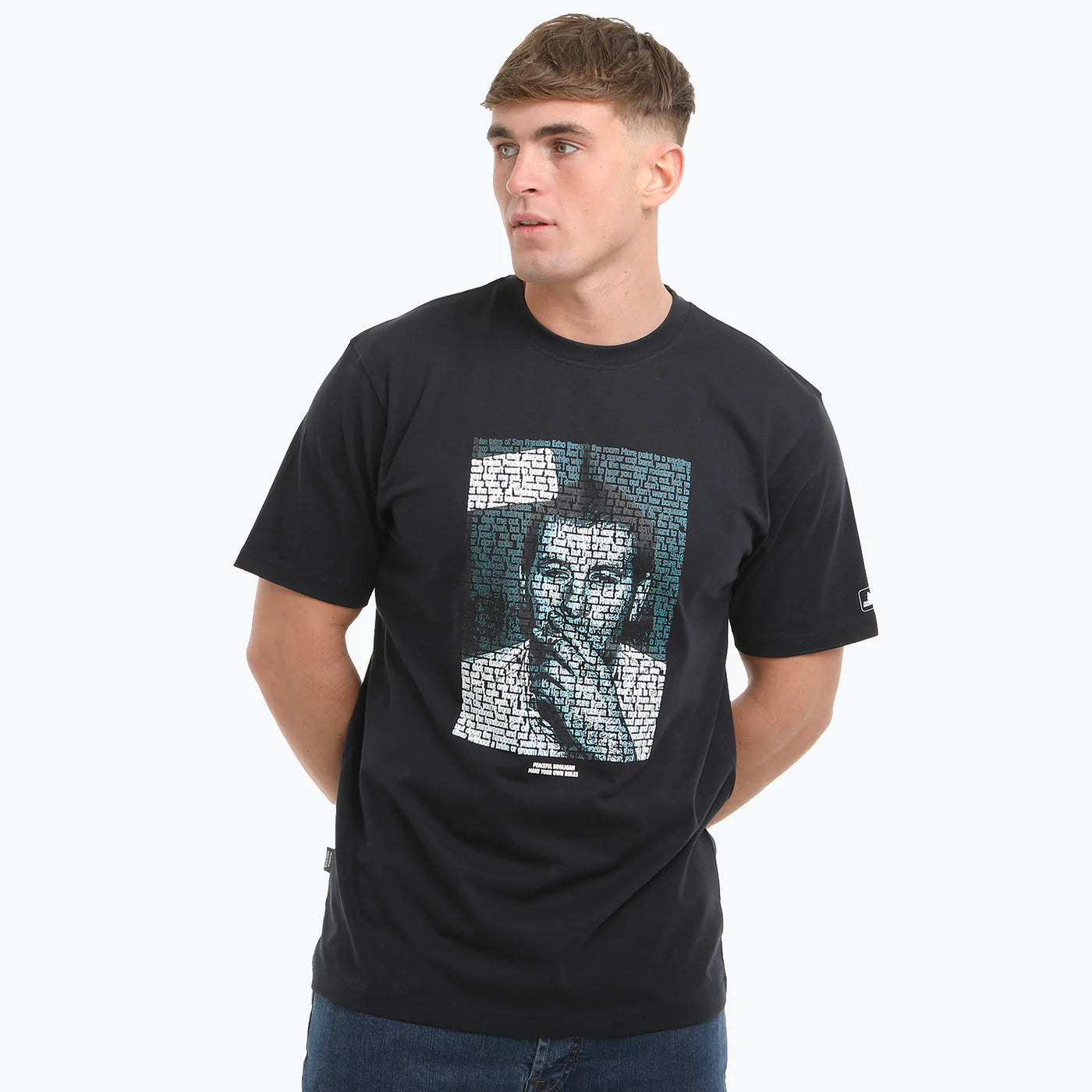 Navy Peaceful Hooligan San Francisco T-Shirt featuring a graphic design of the city skyline and iconic landmarks.