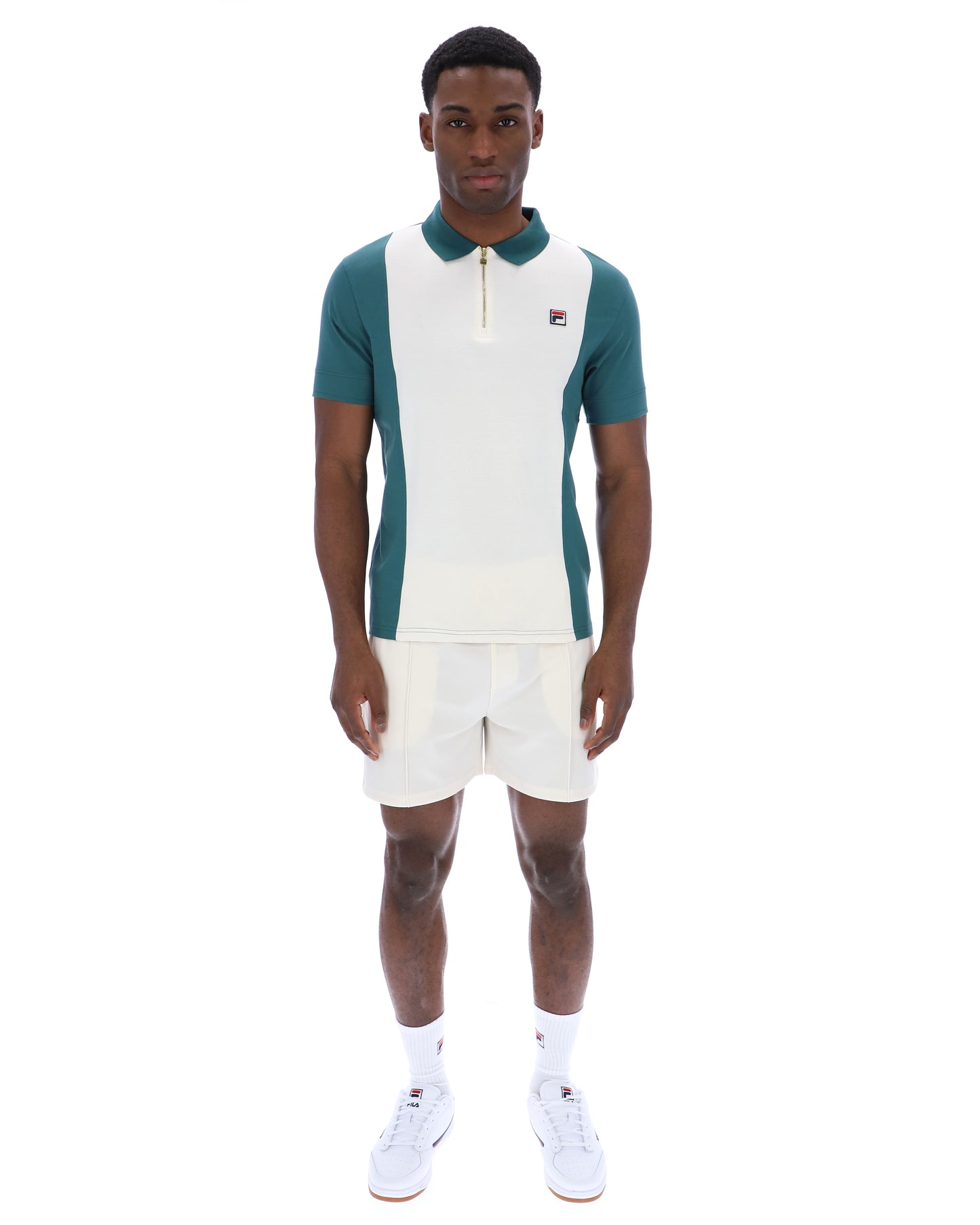 Fila Vintage Pierro Cut and Sew Zip Polo Mediterranea/Gardenia - RD1 Clothing