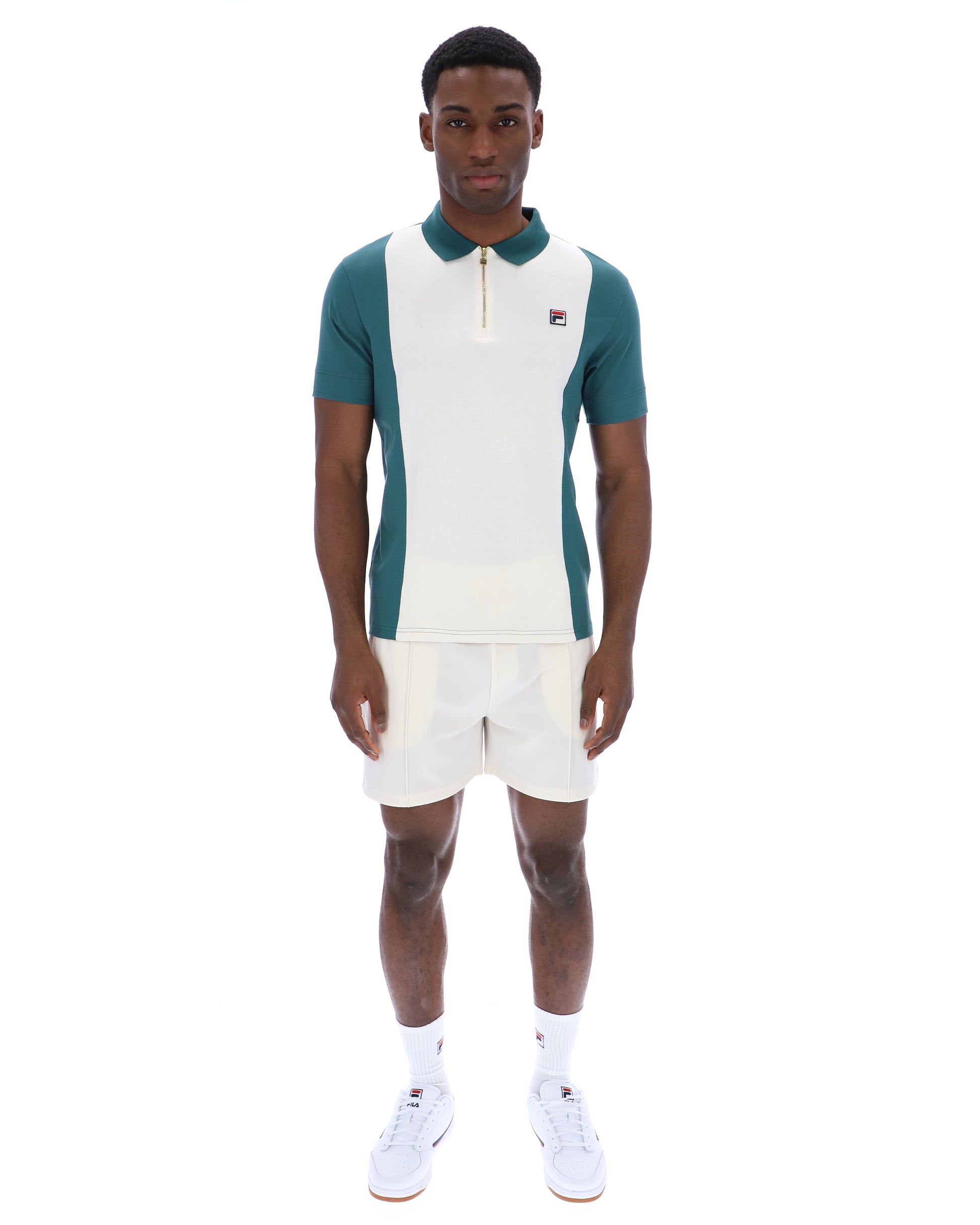 Fila Vintage Pierro Cut and Sew Zip Polo Mediterranea/Gardenia - RD1 Clothing