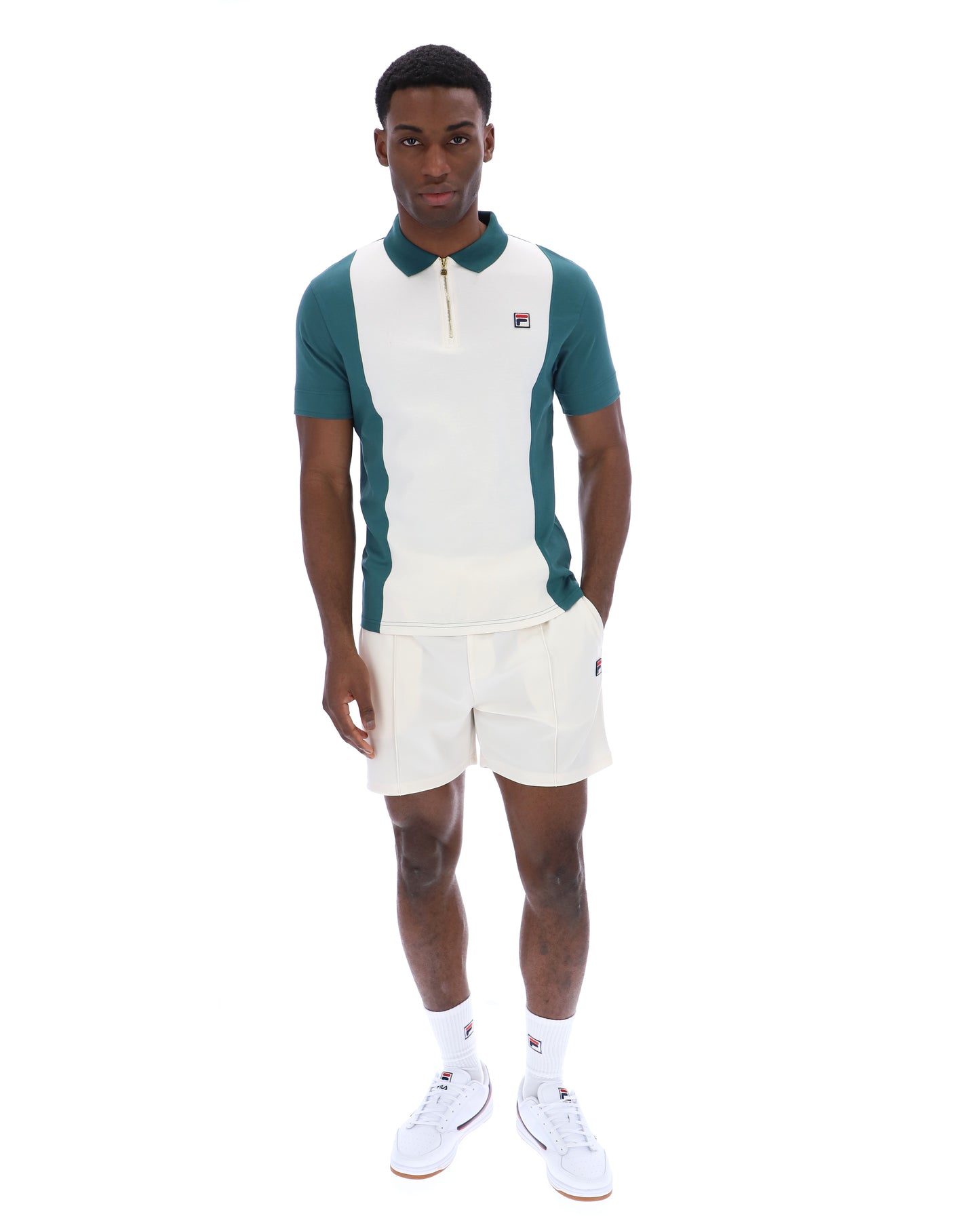 Fila Vintage Pierro Cut and Sew Zip Polo Mediterranea/Gardenia - RD1 Clothing