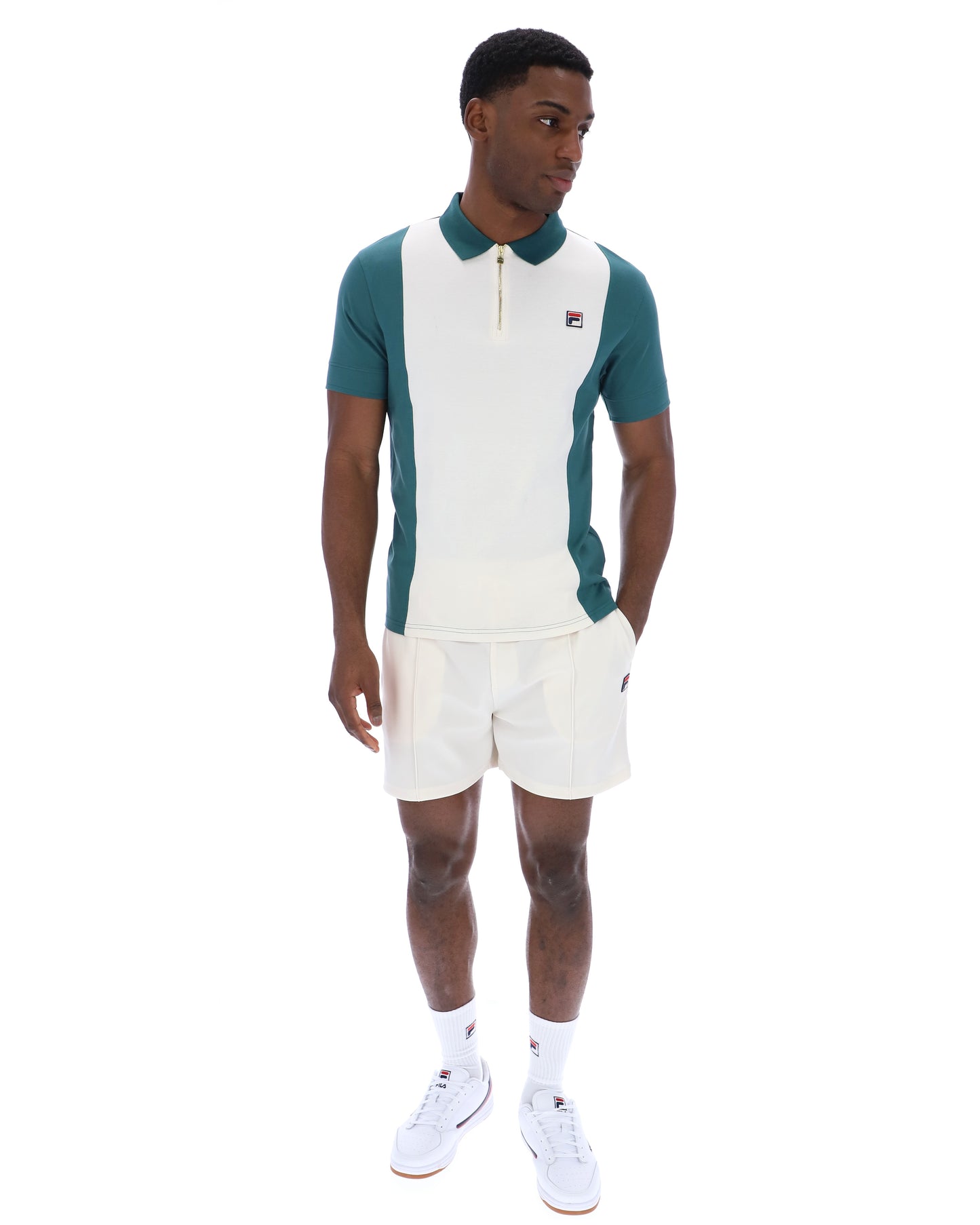 Fila Vintage Pierro Cut and Sew Zip Polo Mediterranea/Gardenia - RD1 Clothing