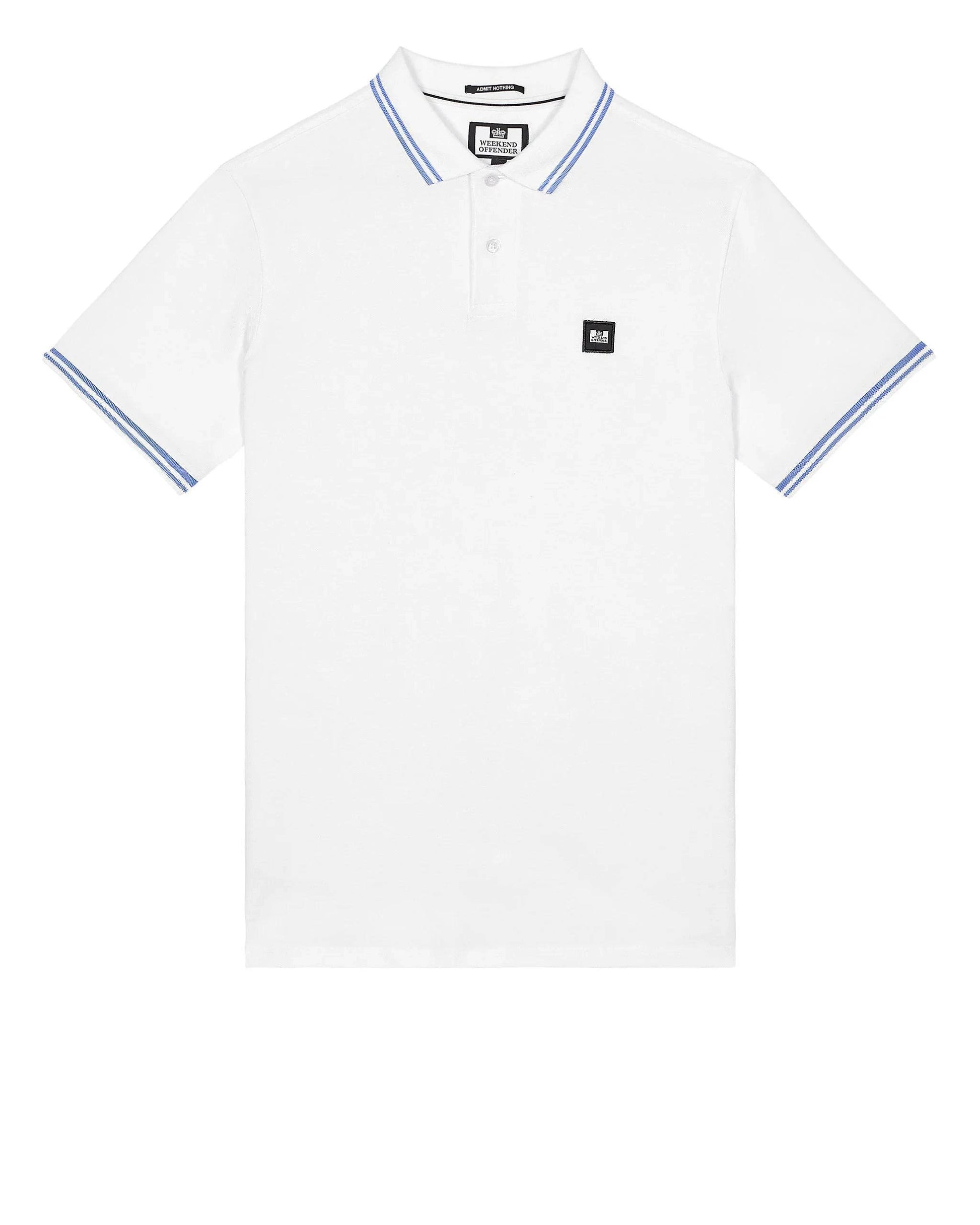 Weekend Offender Levanto Polo Shirt White/Cornflower Blue - RD1 Clothing