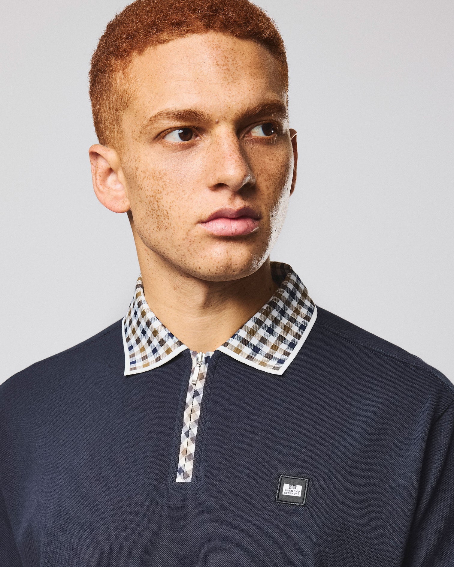 Weekend Offender Tipasa Jacquard Rib Polo Navy - RD1 Clothing