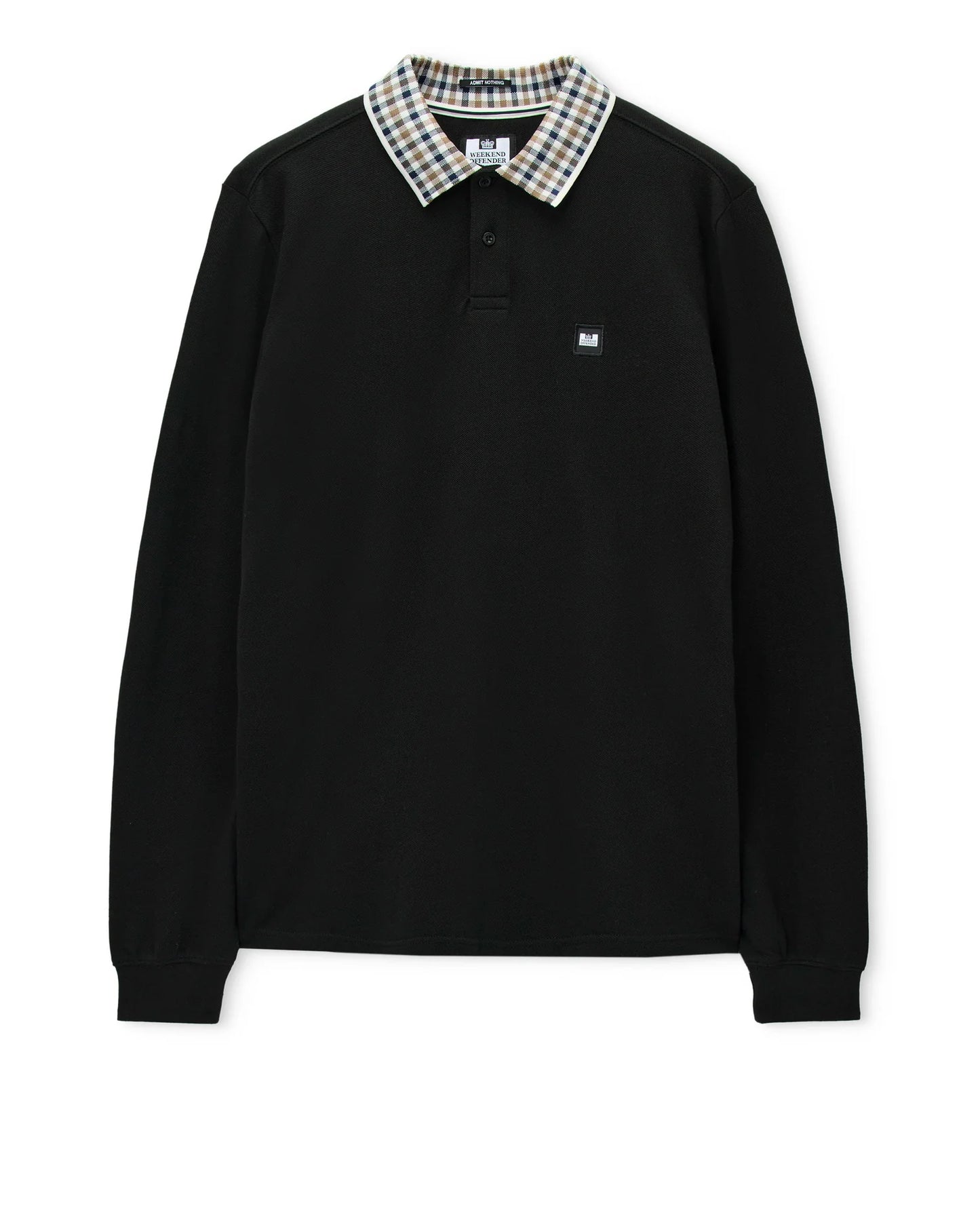 Weekend Offender Lindley Long Sleeve Polo Shirt Black