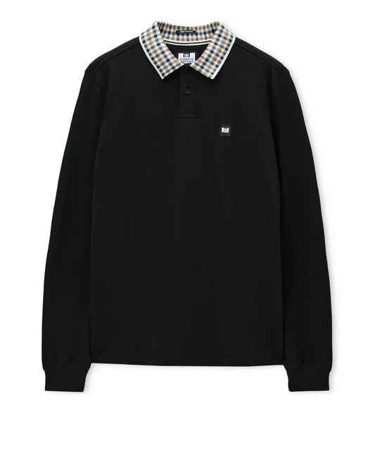 Weekend Offender Lindley Long Sleeve Polo Shirt Black