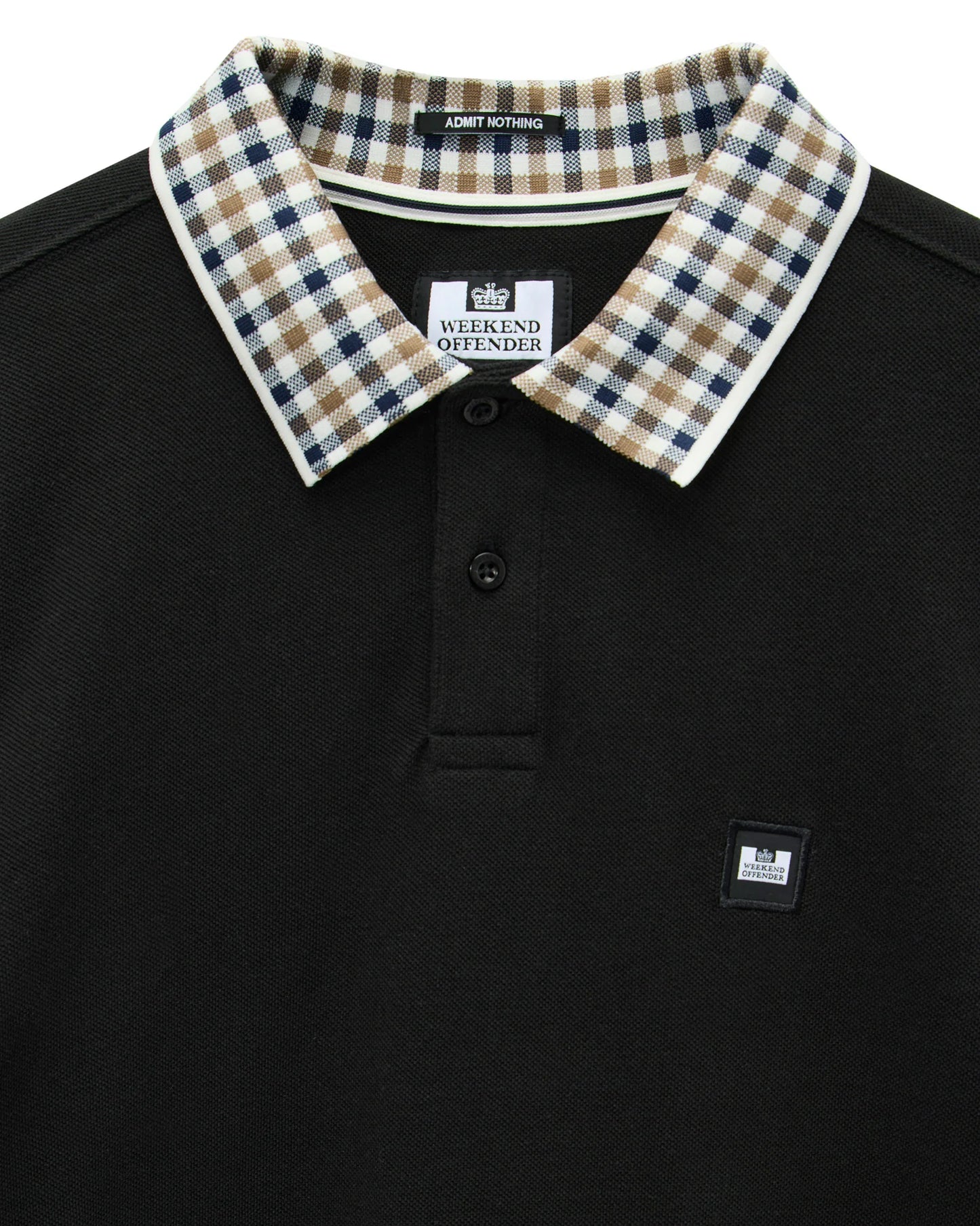 Weekend Offender Lindley Long Sleeve Polo Shirt Black