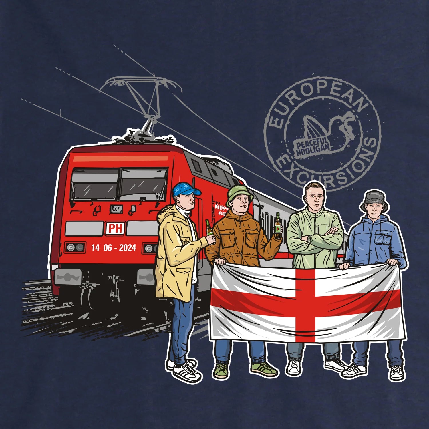 Peaceful Hooligan Euros England T-shirt Navy