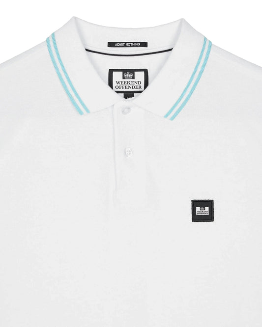 Weekend Offender Levanto Polo Shirt White/Saltwater Blue - RD1 Clothing