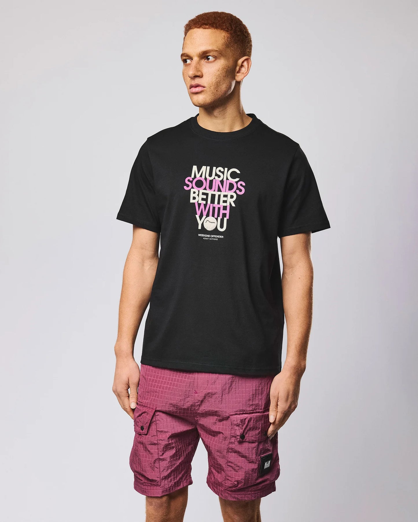 Black Weekend Offender Bangalter graphic T-shirt featuring bold print on the front, casual fit, and soft cotton fabric.