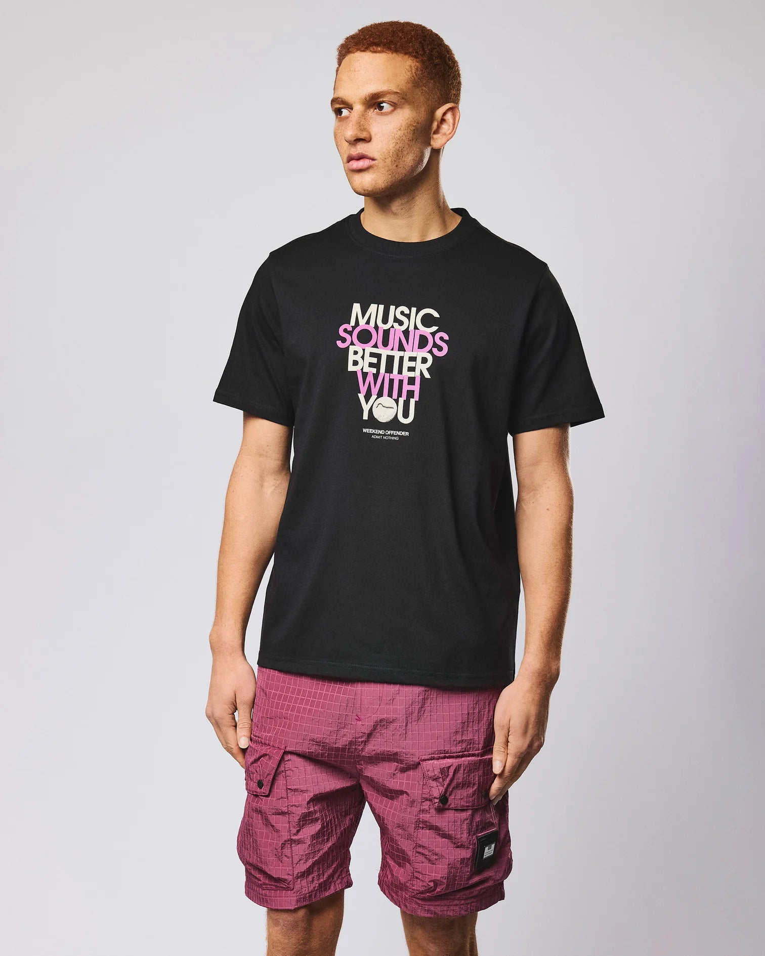 Black Weekend Offender Bangalter graphic T-shirt featuring bold print on the front, casual fit, and soft cotton fabric.