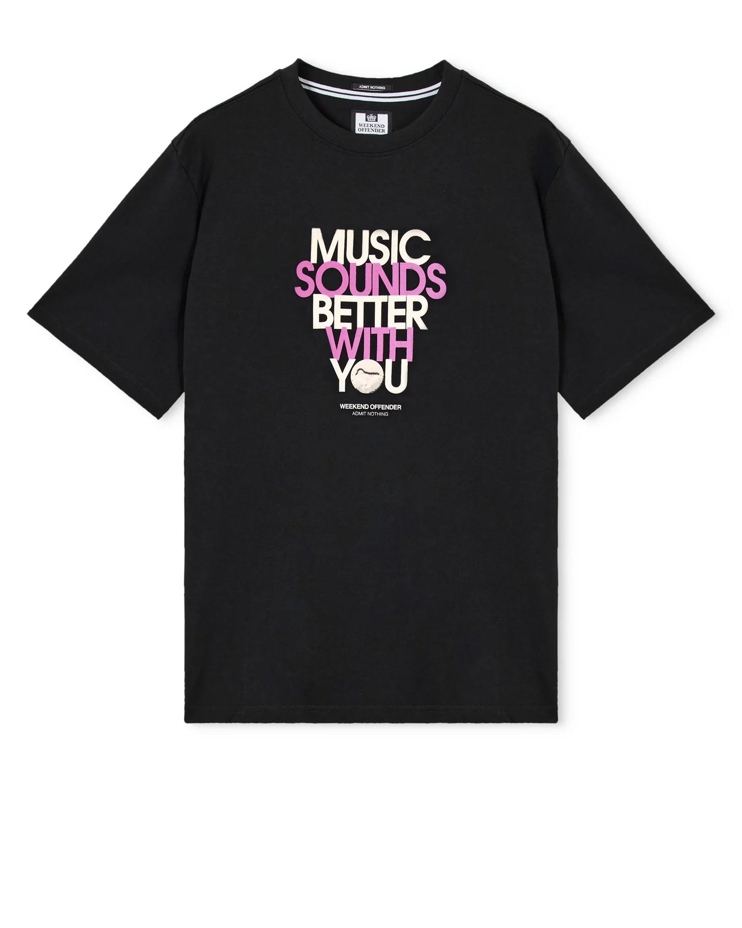 Black Weekend Offender Bangalter graphic T-shirt with bold design and logo, made from soft cotton fabric.