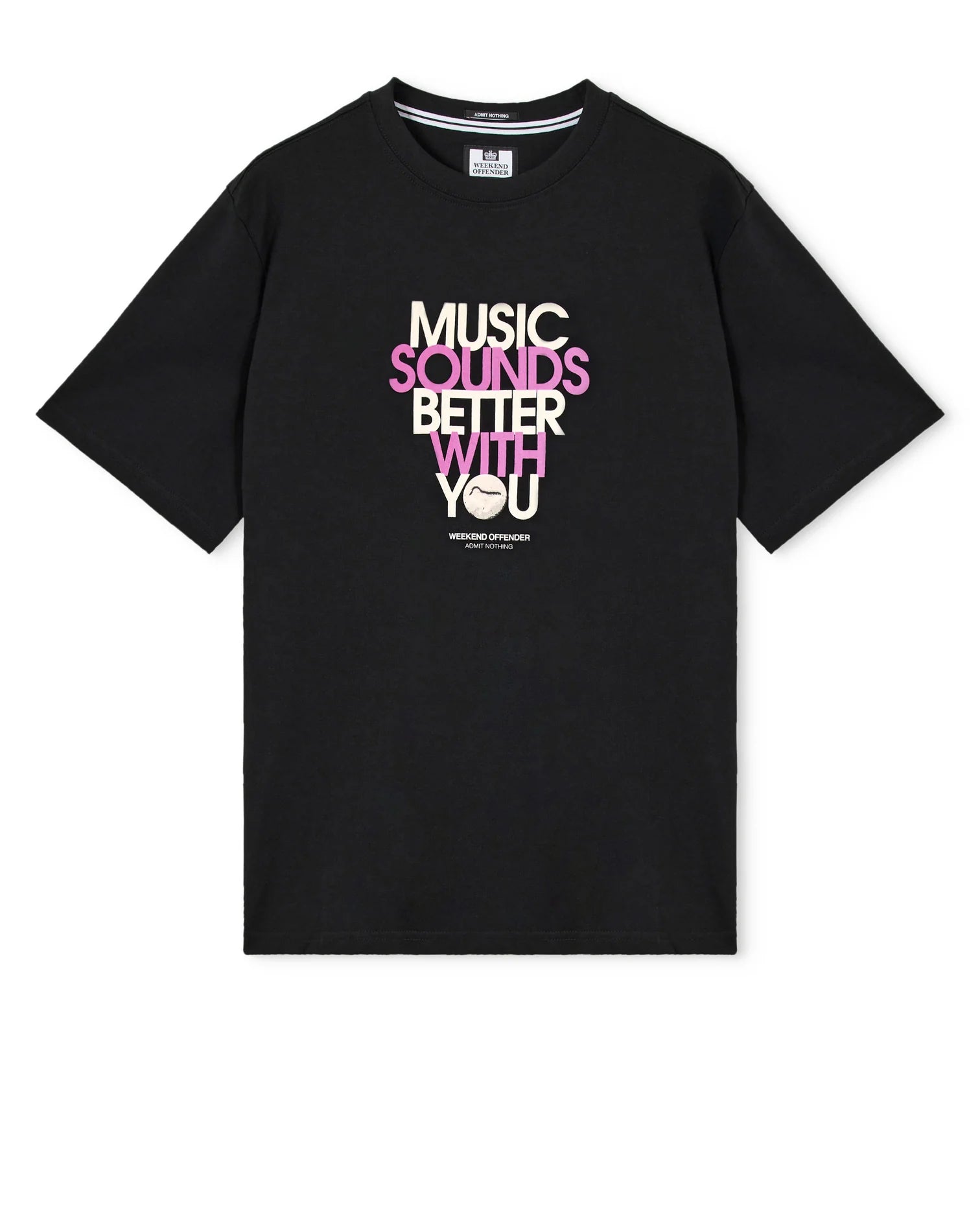 Black Weekend Offender Bangalter graphic T-shirt with bold design and logo, made from soft cotton fabric.