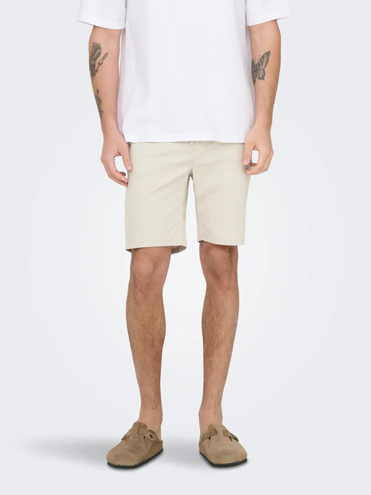 Only & Sons Onsreid Slim Slub Shorts Silver Lining - RD1 Clothing