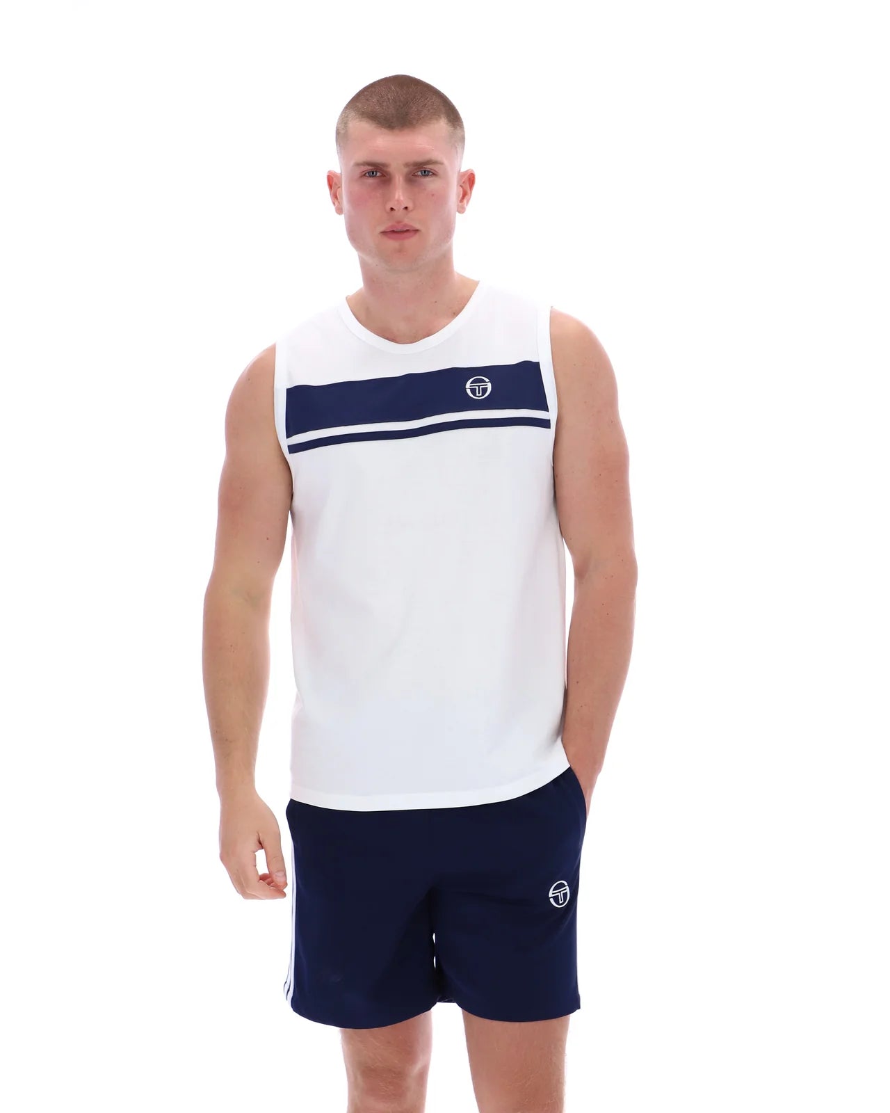 Sergio Tacchini Damarindo Vest White/Navy - RD1 Clothing