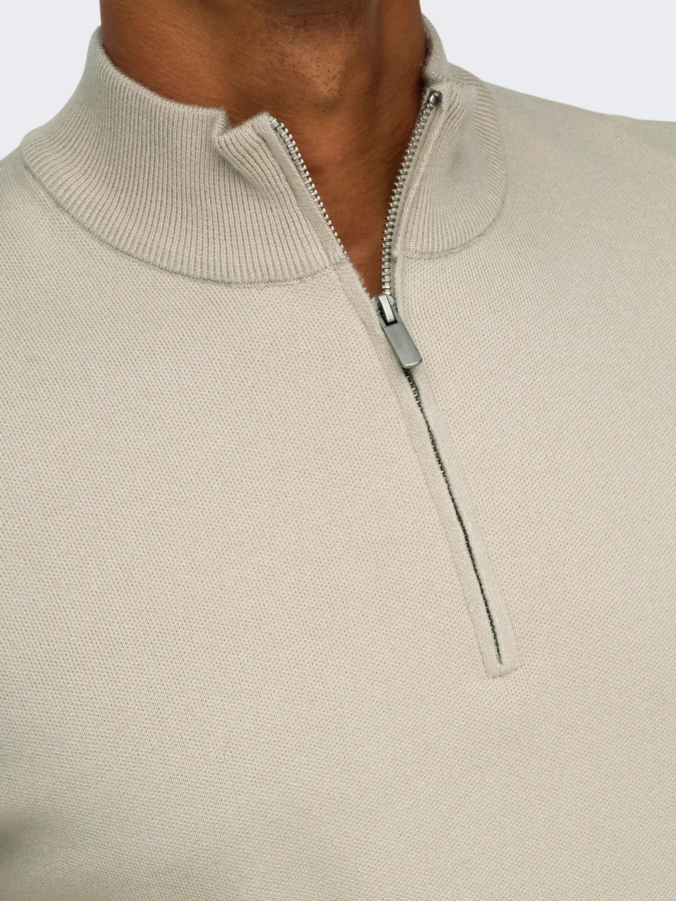 Only & Sons Onscooper Half Zip High Neck Knit Cream