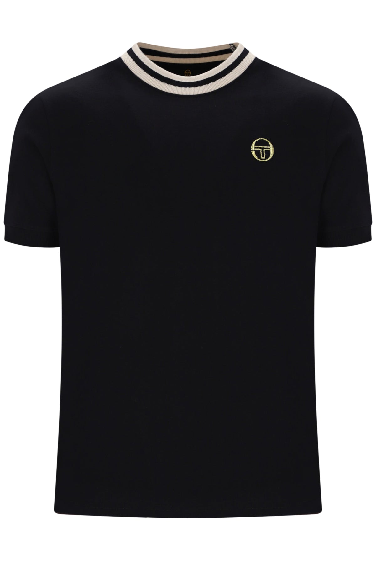 Black and peyote Sergio Tacchini Rainer T-Shirt shown on a hanger with a casual fit and branding details.