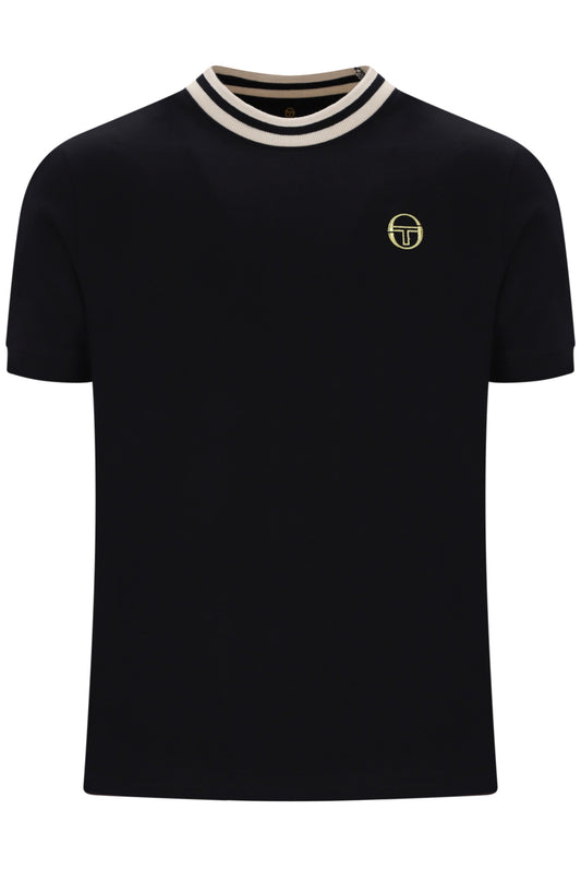 Black and peyote Sergio Tacchini Rainer T-Shirt shown on a hanger with a casual fit and branding details.
