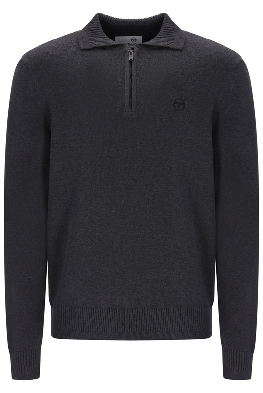 Sergio Tacchini Roberto Knitted Longsleeve Polo Charcoal Marl