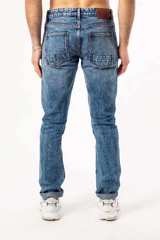 DML Slim Fit Selvedge Jeans In Light Wash