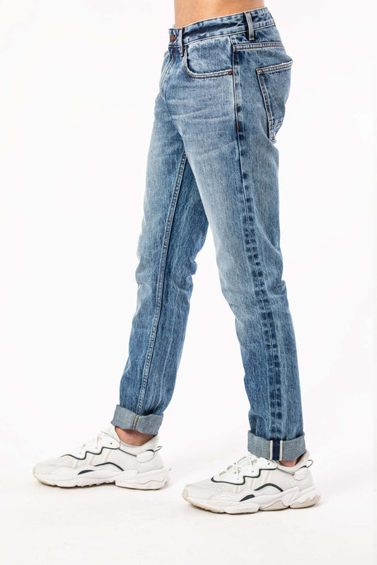 DML Slim Fit Selvedge Jeans In Light Wash