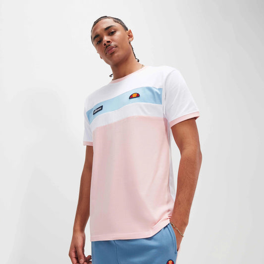 Ellesse Blockadi Tee In White/Light Pink - RD1 Clothing