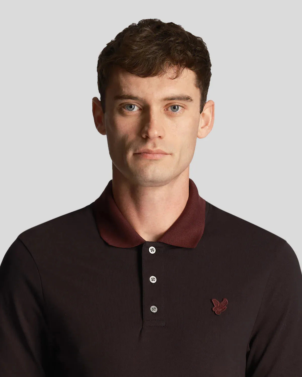 Lyle & Scott Tonal Ringer Polo In Black/ Burgundy