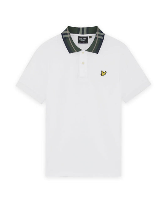Lyle & Scott Tartan Collar Polo Shirt White
