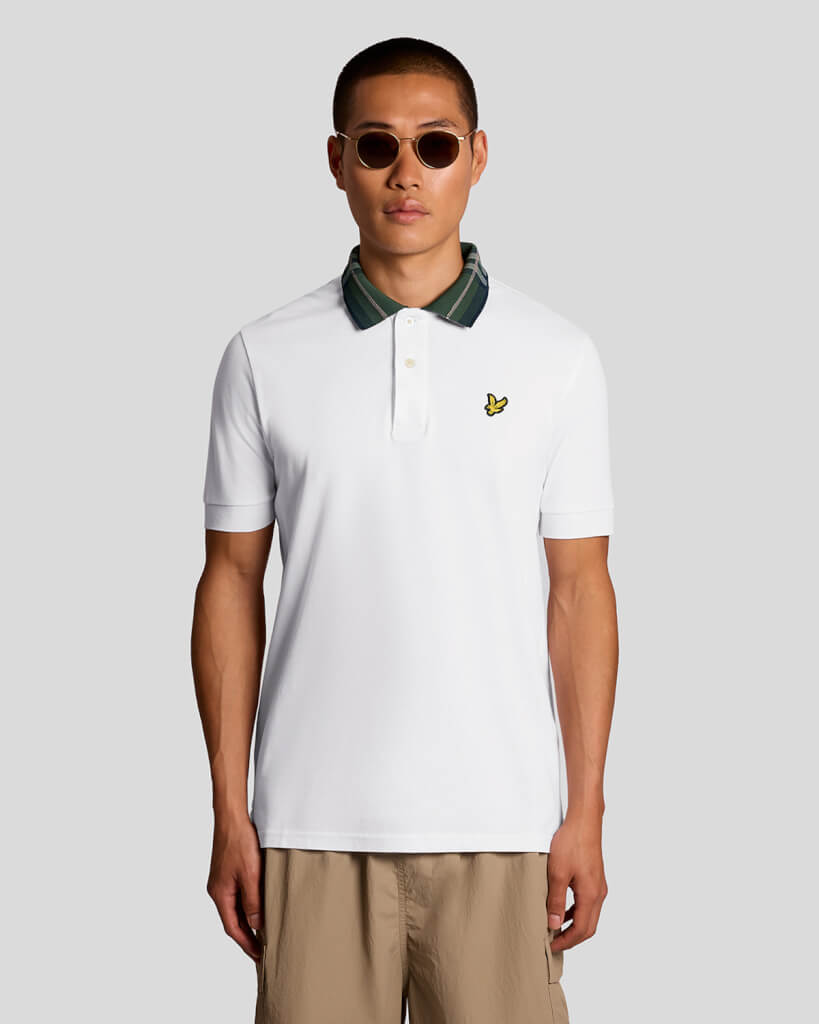 Lyle & Scott Tartan Collar Polo Shirt White