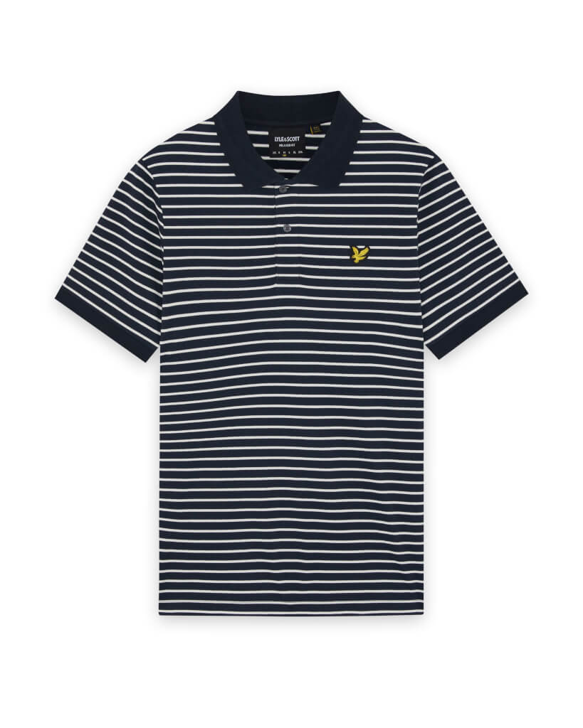 Lyle & Scott Pique Breton Polo Shirt Navy/White - RD1 Clothing