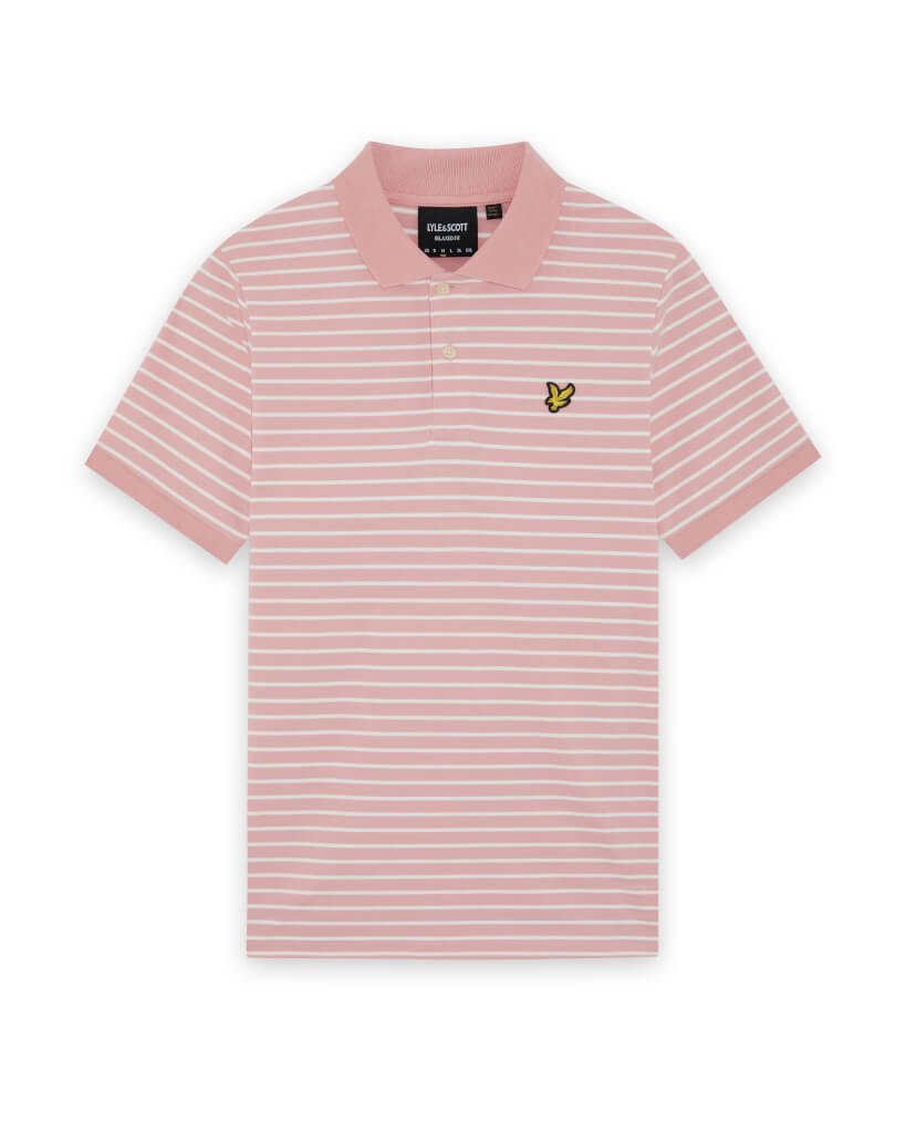 Lyle & Scott Pique Breton Polo Shirt Pink Grapefruit/ White - RD1 Clothing