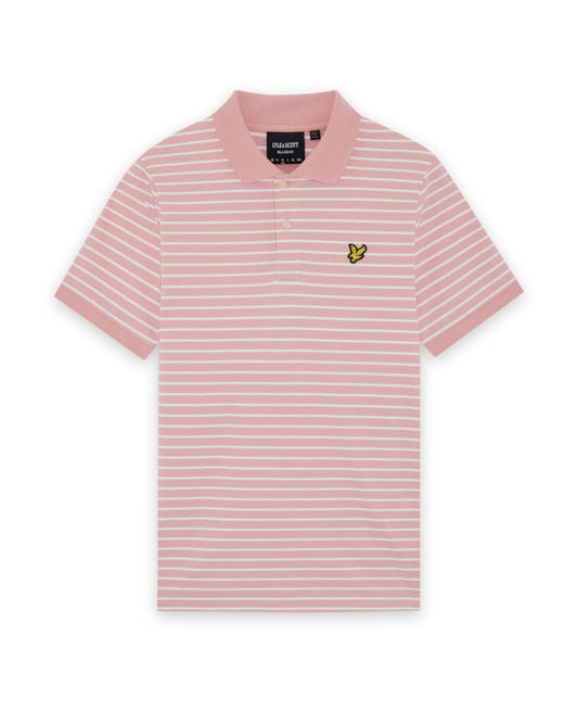 Lyle & Scott Pique Breton Polo Shirt Pink Grapefruit/ White - RD1 Clothing