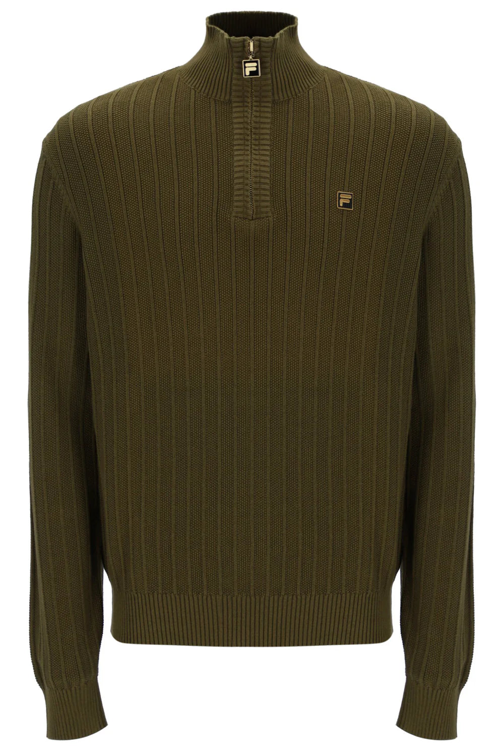 Fila Gold Stevie Quarter Zip Knitted Jumper Dark Olive