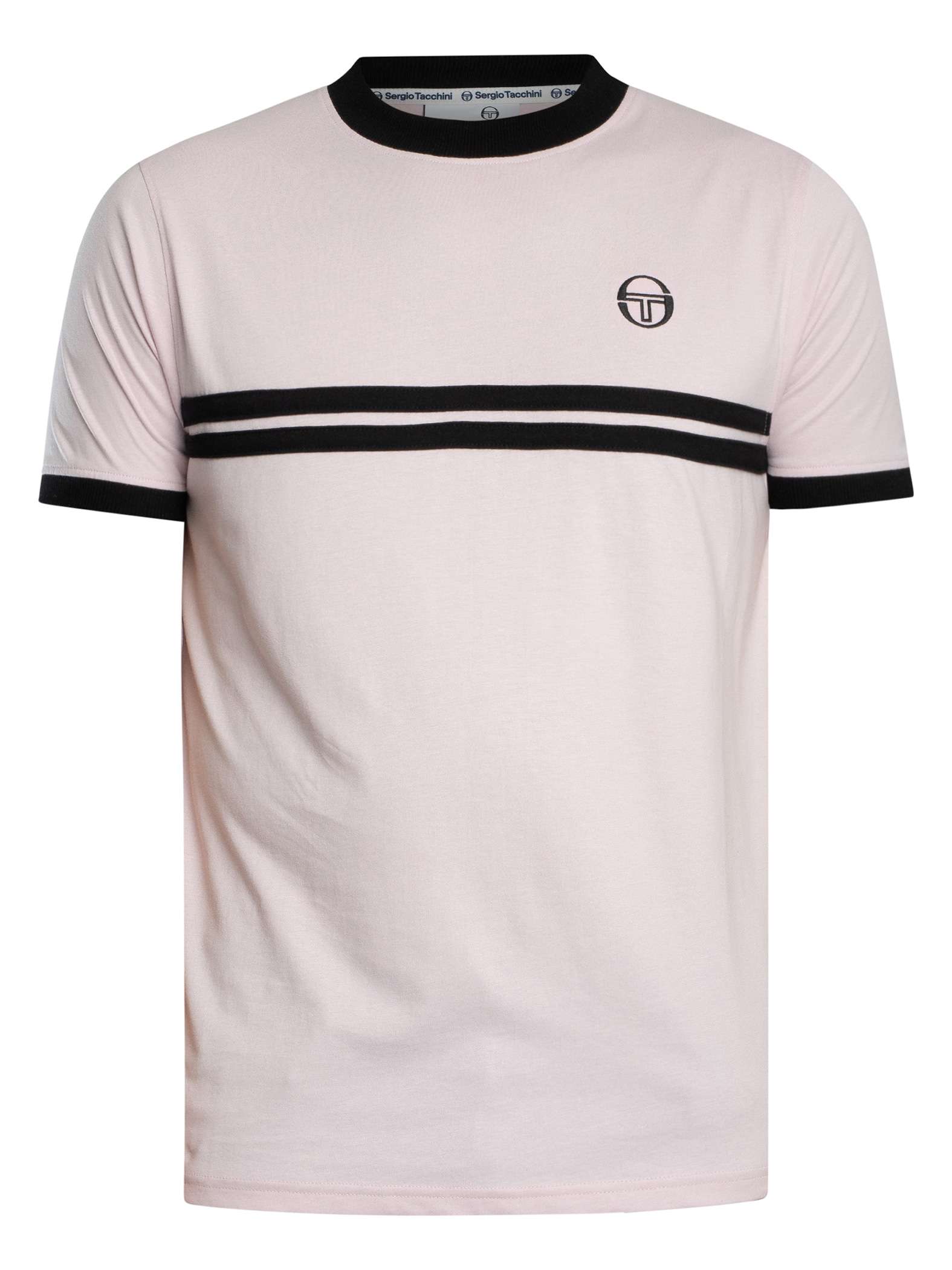 Sergio Tacchini Supermac T-Shirt in light lilac and black with logo detail, casual fit, made from soft cotton fabric.