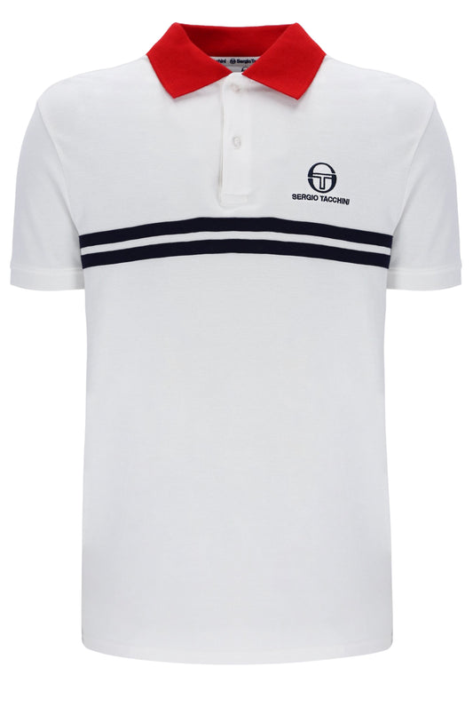 Sergio Tacchini Supermac Polo In White/Adrenaline Rush - RD1 Clothing